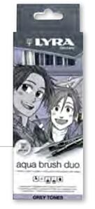 LYRA AQUA BRUSH DUO MANGA: GREY TONES (6 ΤΕΜ)